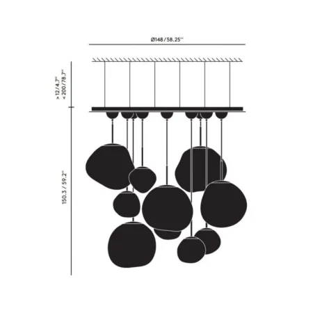 Melt LED Chrome Mega Pendant System - Hình ảnh 3